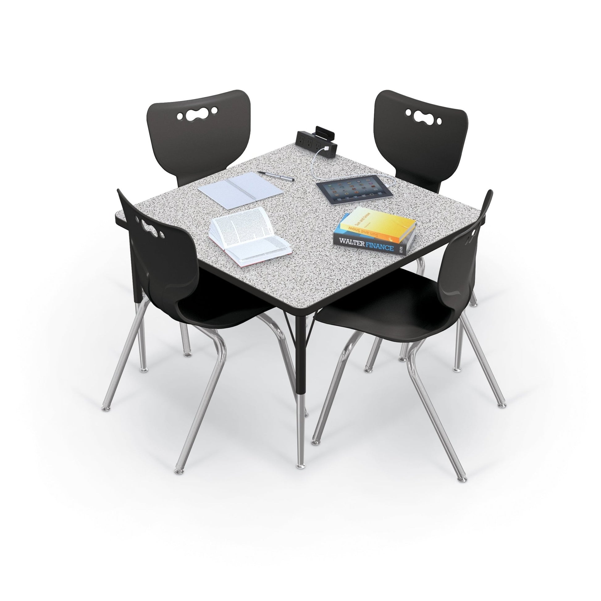 Mooreco Activity Table - 36"D x 36"W - Square - Black Edgeband (Mooreco 90527-K) - SchoolOutlet