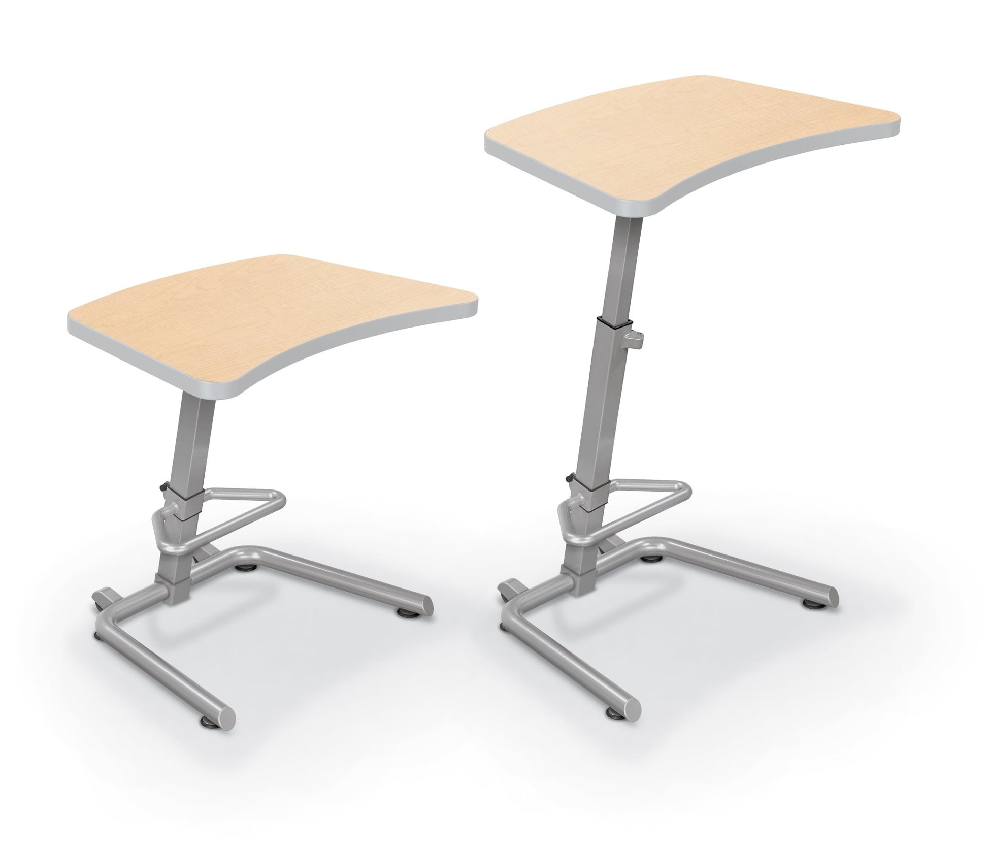 Mooreco Up - Rite Student Desk Curve Top, Adjustable Height, Fusion Maple Top, Platinum Edge (MOR - 90533 - 7909 - PL) - SchoolOutlet