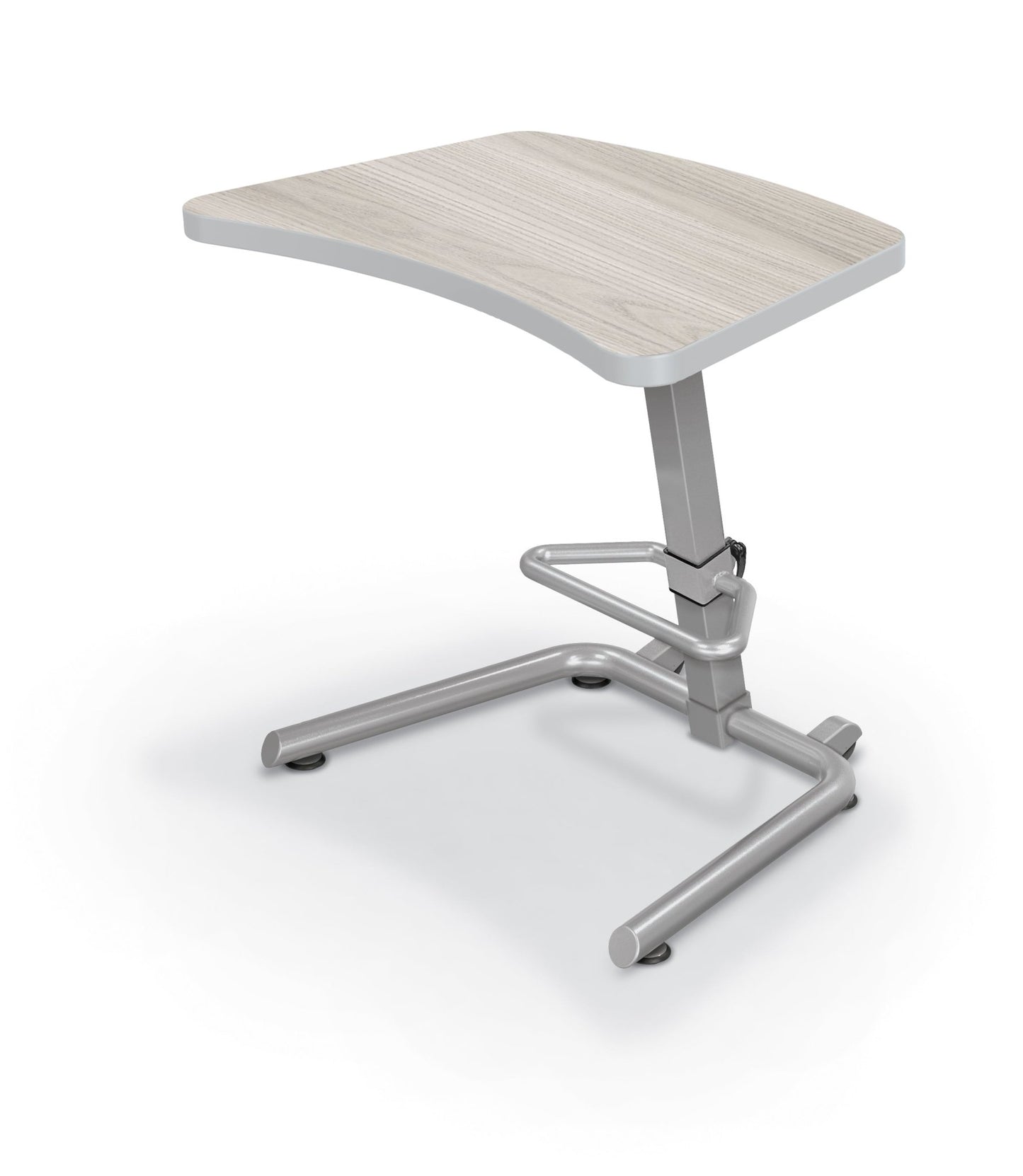 Mooreco Up - Rite Student Desk Curve Top, Adjustable Height, Grey Elm Top, Platinum Edge (MOR - 90533 - 8201 - PL) - SchoolOutlet
