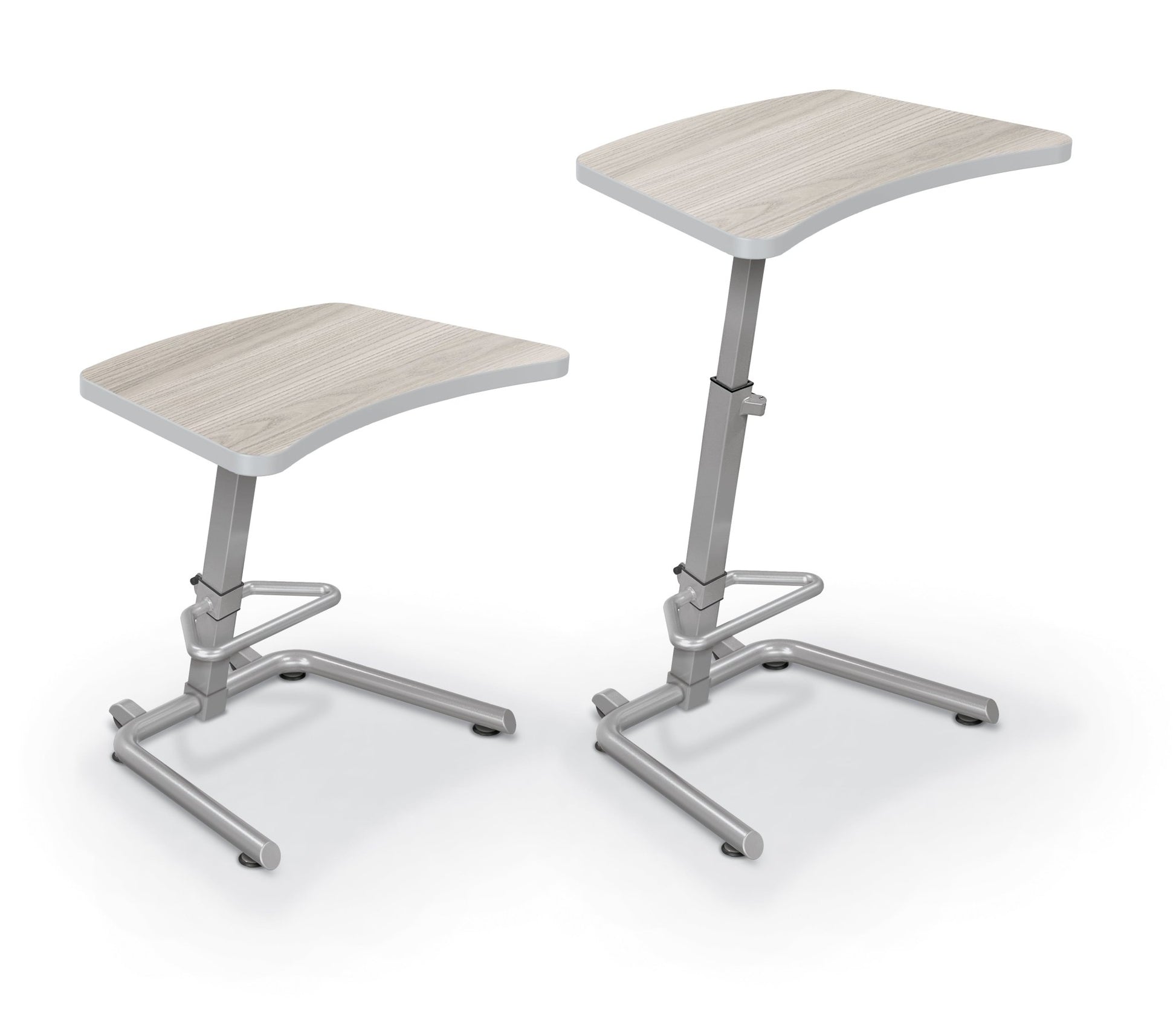 Mooreco Up - Rite Student Desk Curve Top, Adjustable Height, Grey Elm Top, Platinum Edge (MOR - 90533 - 8201 - PL) - SchoolOutlet