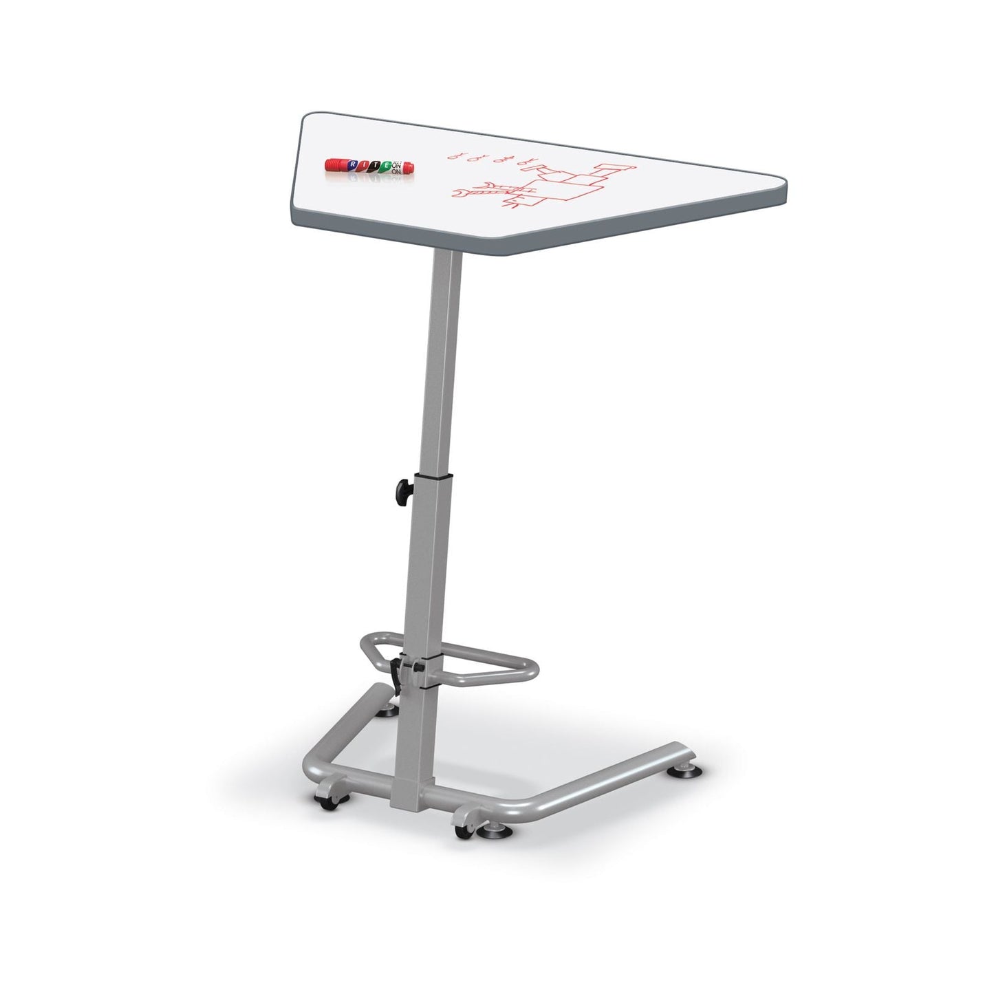 MooreCo Up - Rite Sit - to - Stand Student Desk with Premium Porcelain Steel Dry Erase Desktop (MOR - 90533 - B - PORC - CHAR) - SchoolOutlet