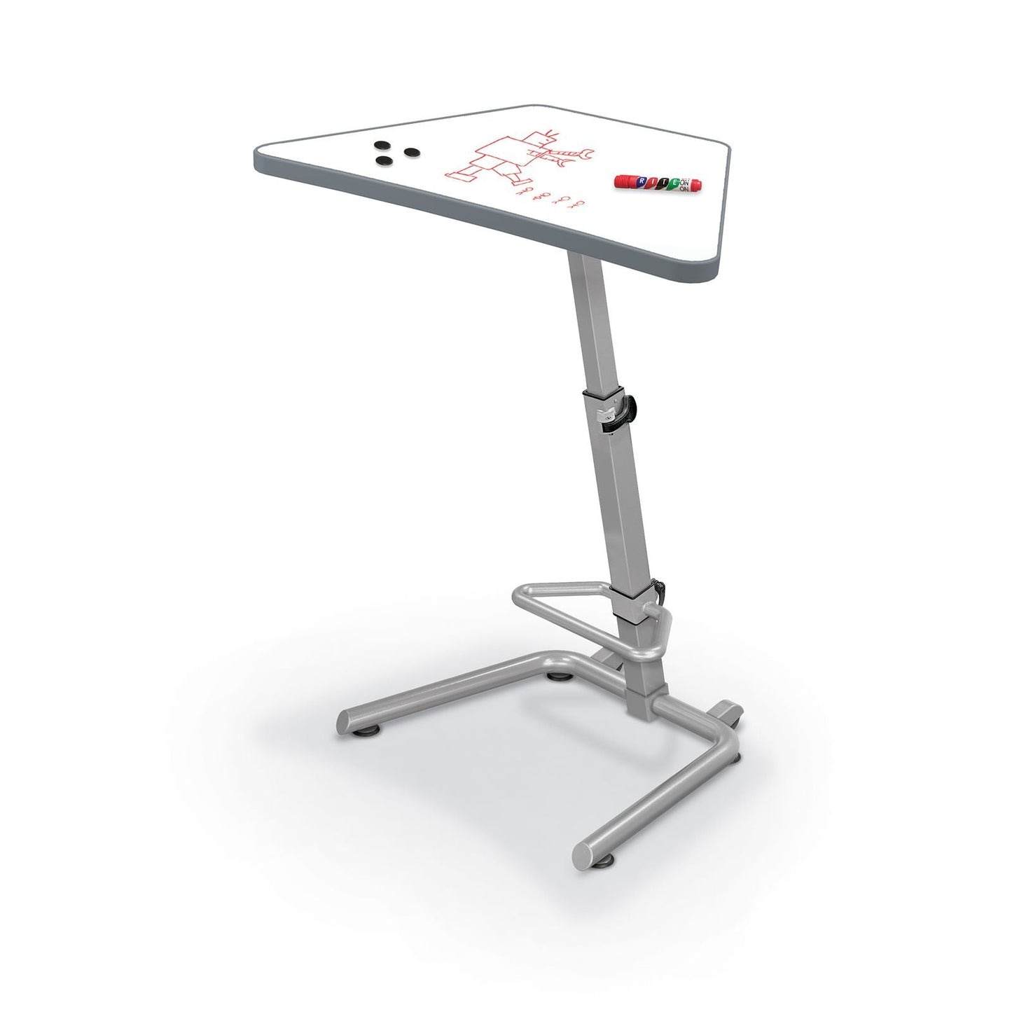 MooreCo Up - Rite Sit - to - Stand Student Desk with Premium Porcelain Steel Dry Erase Desktop (MOR - 90533 - B - PORC - CHAR) - SchoolOutlet