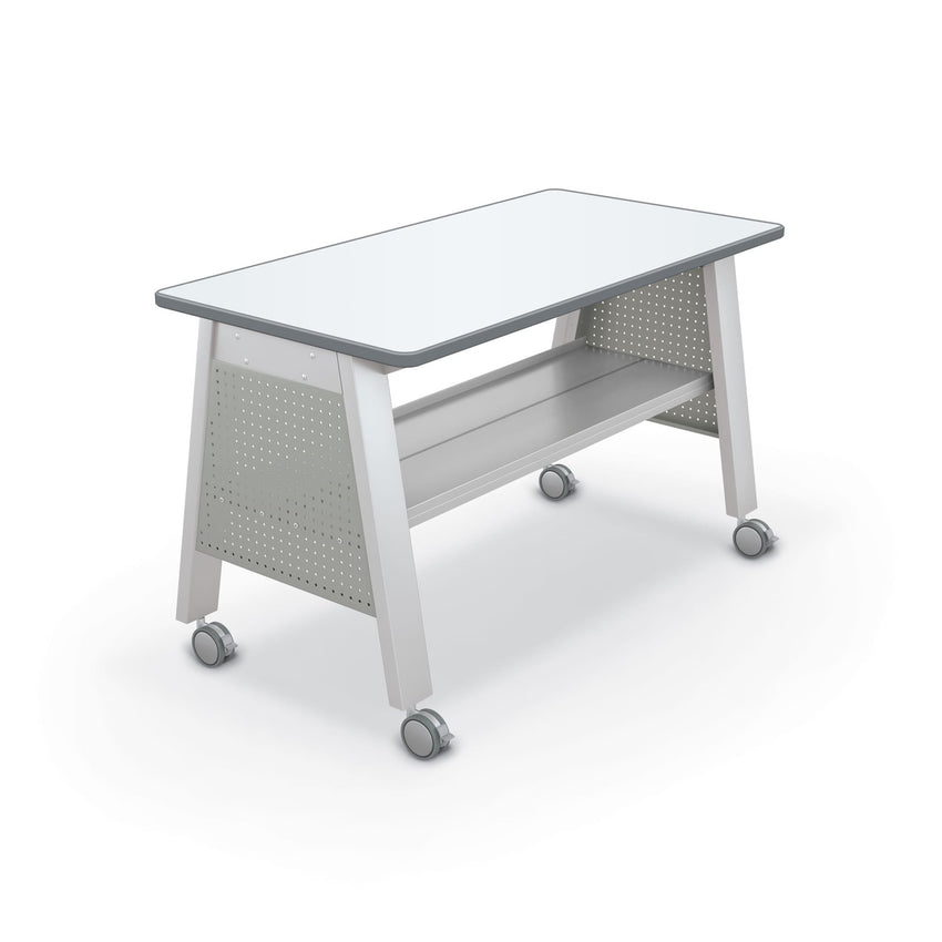 MooreCo Compass Makerspace Table + Porcelain Steel Top (MOR - 91715 - A - PORC - CHAR) - SchoolOutlet