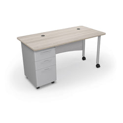 Mooreco 91774 Avid Modular Single Pedestal Desk 60"W x 30"D x 29.8H" Grey Elm + Matching Edge