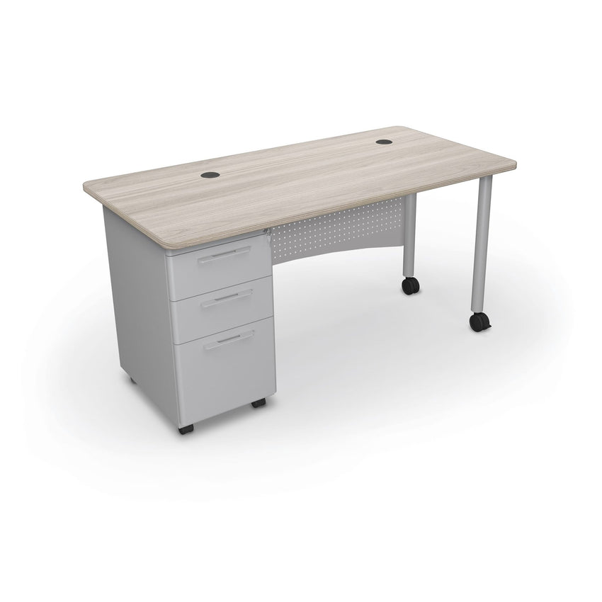Mooreco 91774 Avid Modular Single Pedestal Desk 60"W x 30"D x 29.8H" Grey Elm + Matching Edge - SchoolOutlet