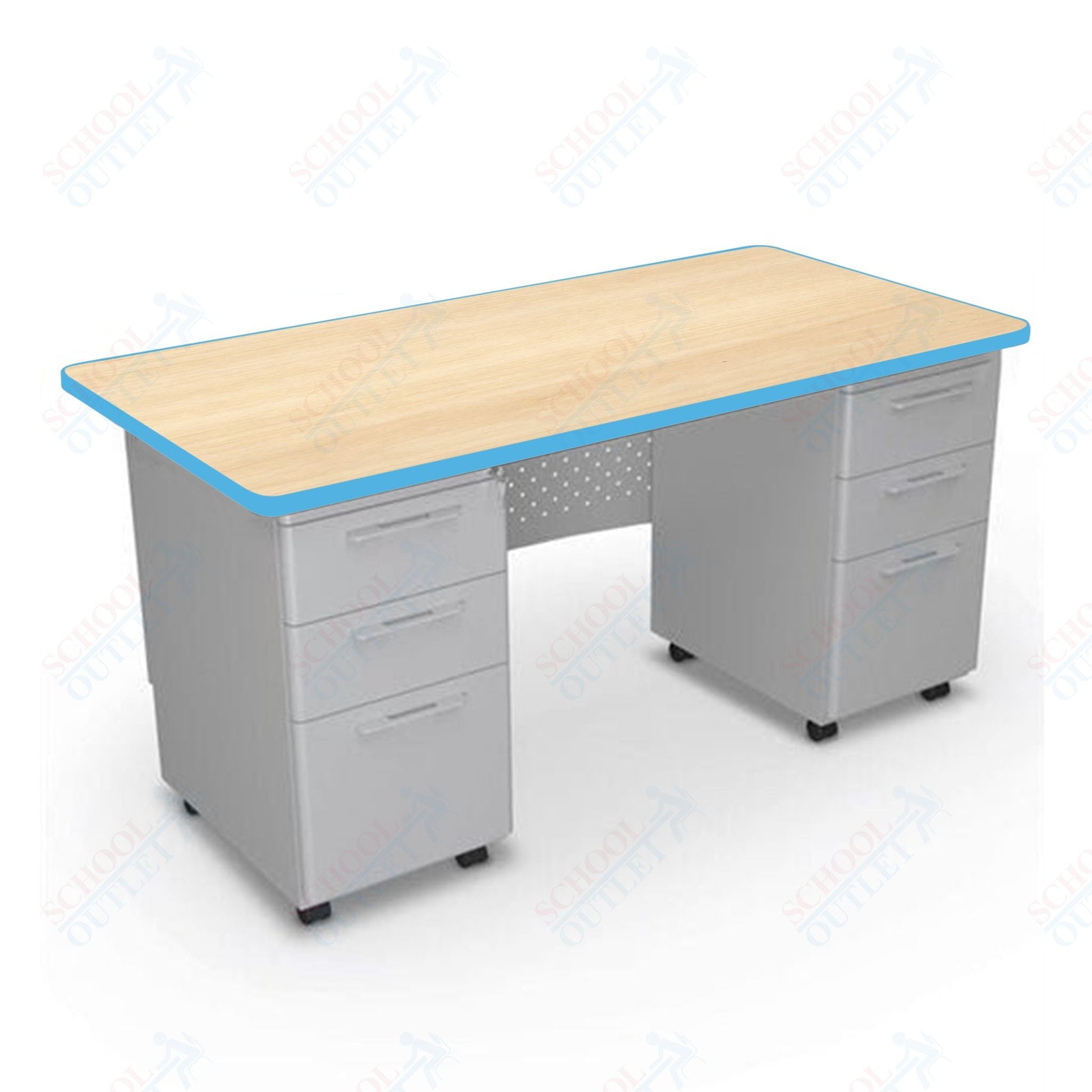 Mooreco 91778 Avid Modular Double Pedestal Desk 60"W x 30"D x 29.8"H (Mooreco 91778) - SchoolOutlet