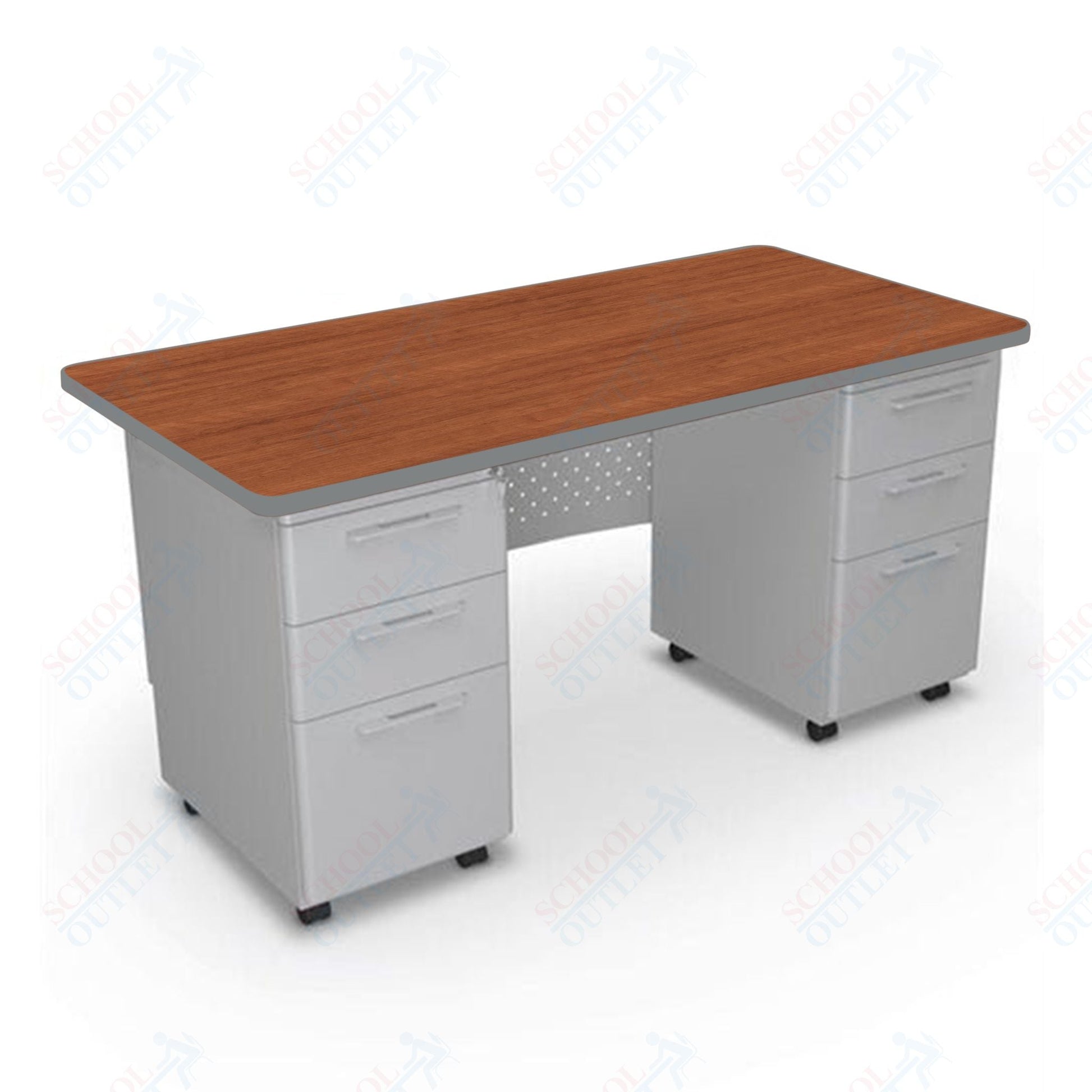 Mooreco 91778 Avid Modular Double Pedestal Desk 60"W x 30"D x 29.8"H (Mooreco 91778) - SchoolOutlet