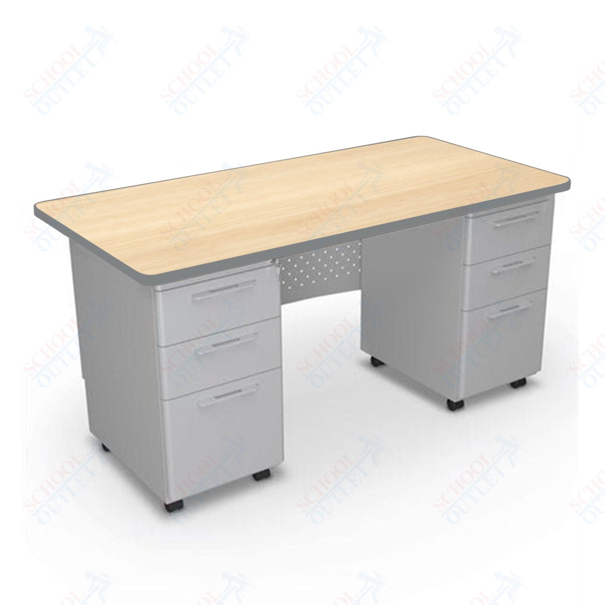 Mooreco 91778 Avid Modular Double Pedestal Desk 60"W x 30"D x 29.8"H (Mooreco 91778) - SchoolOutlet
