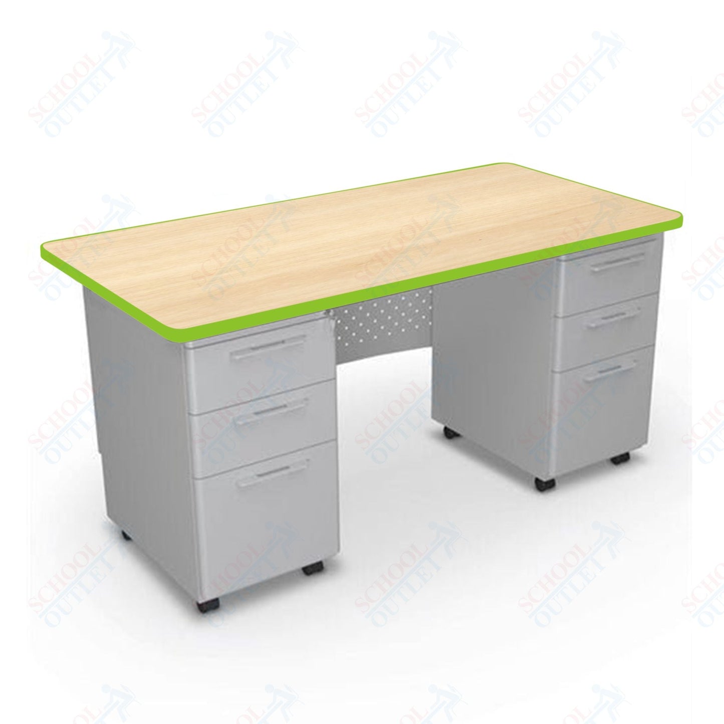 Mooreco 91778 Avid Modular Double Pedestal Desk 60"W x 30"D x 29.8"H (Mooreco 91778) - SchoolOutlet