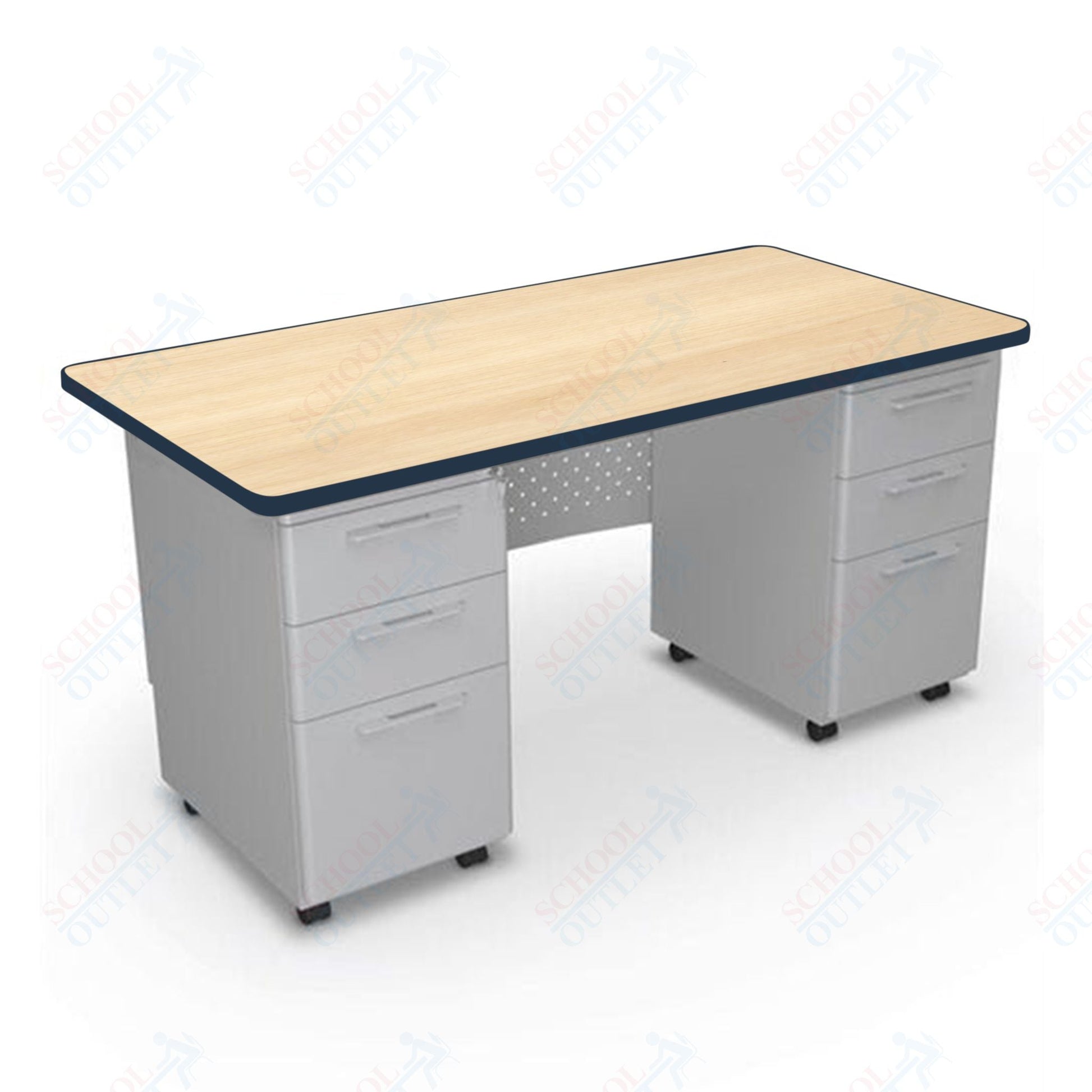 Mooreco 91778 Avid Modular Double Pedestal Desk 60"W x 30"D x 29.8"H (Mooreco 91778) - SchoolOutlet
