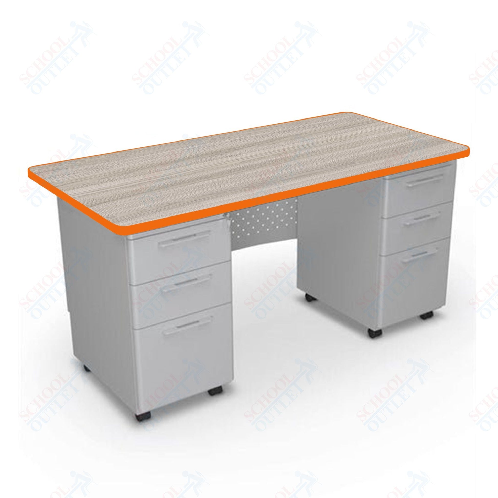 Mooreco 91778 Avid Modular Double Pedestal Desk 60"W x 30"D x 29.8"H (Mooreco 91778) - SchoolOutlet