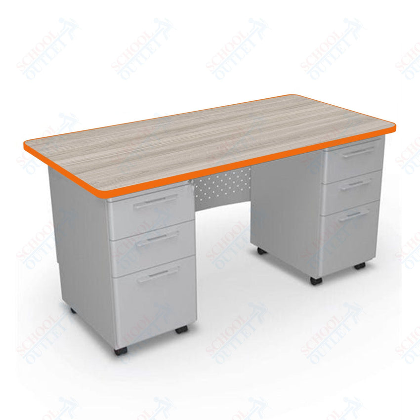 Mooreco 91778 Avid Modular Double Pedestal Desk 60"W x 30"D x 29.8"H (Mooreco 91778) - SchoolOutlet