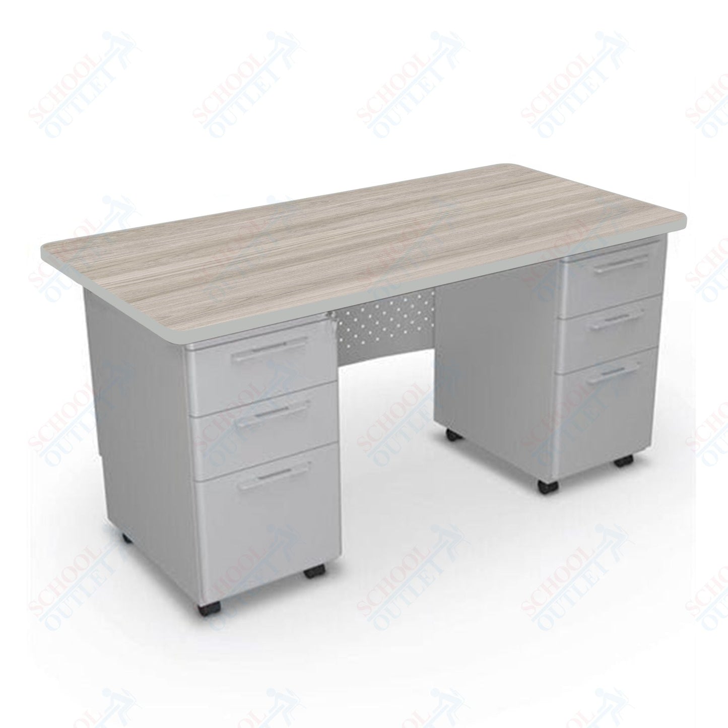 Mooreco 91778 Avid Modular Double Pedestal Desk 60"W x 30"D x 29.8"H (Mooreco 91778) - SchoolOutlet