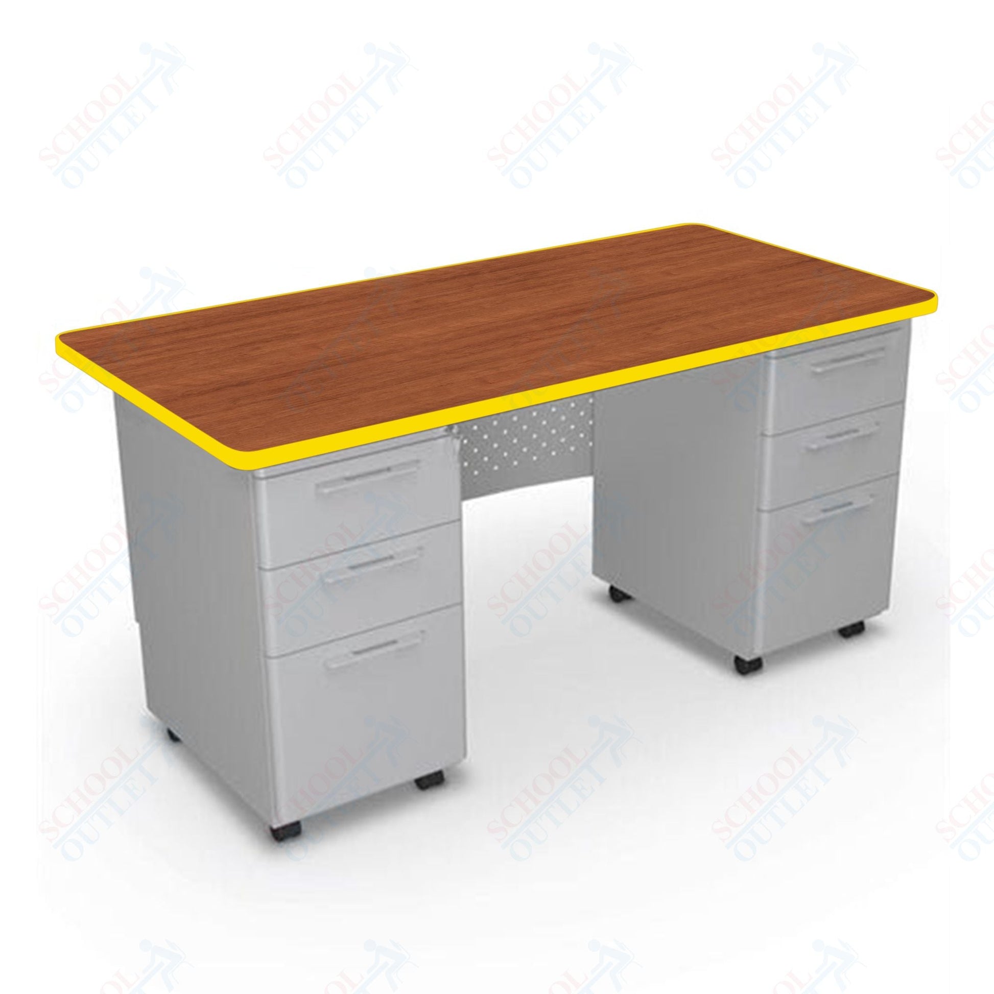 Mooreco 91778 Avid Modular Double Pedestal Desk 60"W x 30"D x 29.8"H (Mooreco 91778) - SchoolOutlet