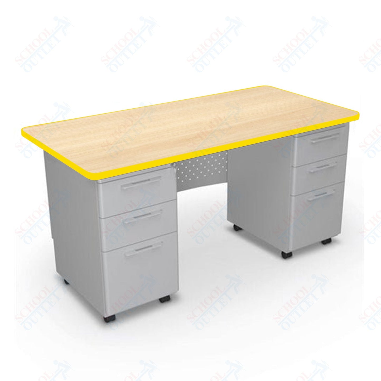 Mooreco 91778 Avid Modular Double Pedestal Desk 60"W x 30"D x 29.8"H (Mooreco 91778) - SchoolOutlet