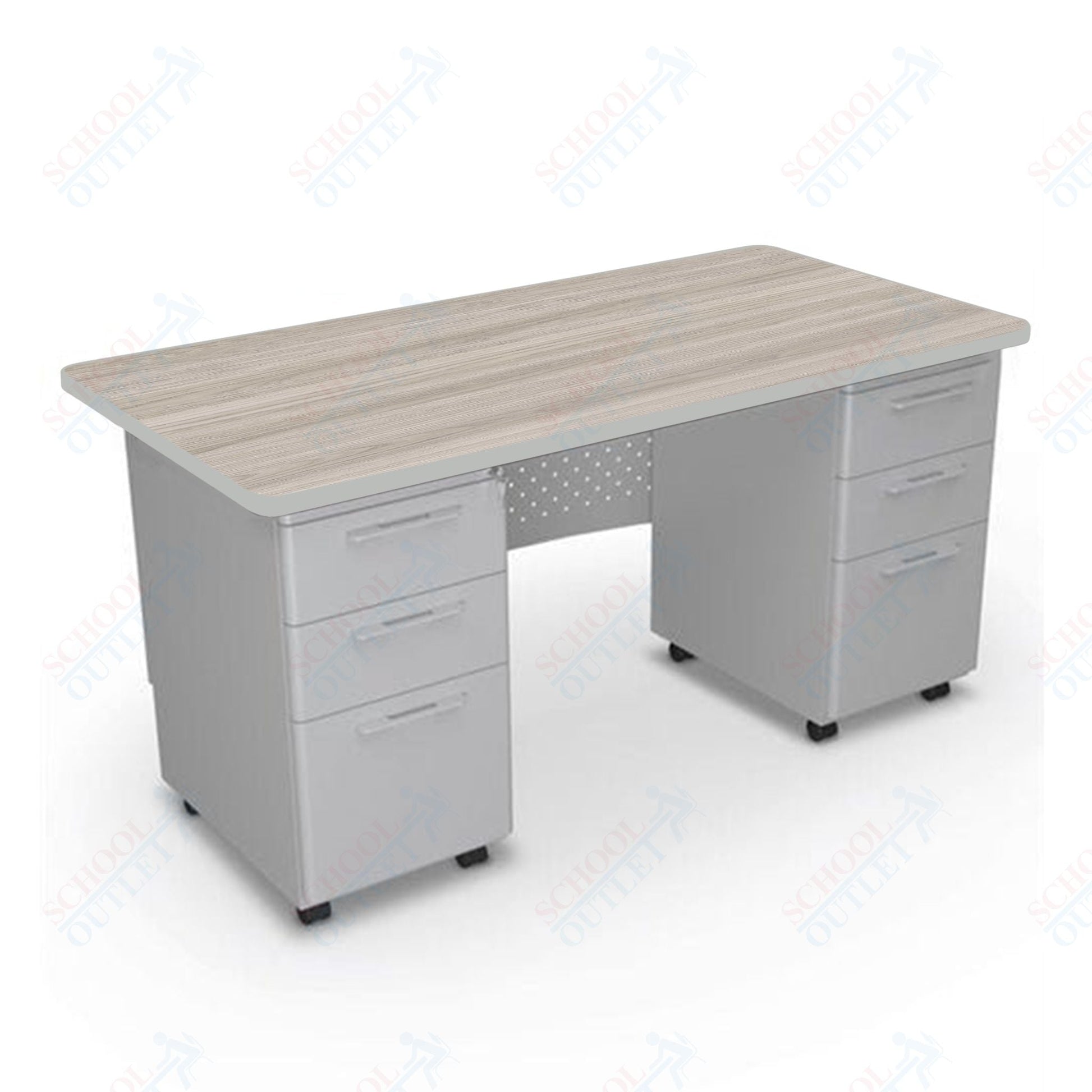 Mooreco 91779 Avid Modular Double Pedestal Desk 60"W x 24"D x 29.8"H (Mooreco 91779) - SchoolOutlet