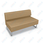 Mooreco Akt Soft Seating Lounge Loveseat - Armless - Grade 02 Fabric and Powder Coated Sled Legs - SchoolOutlet