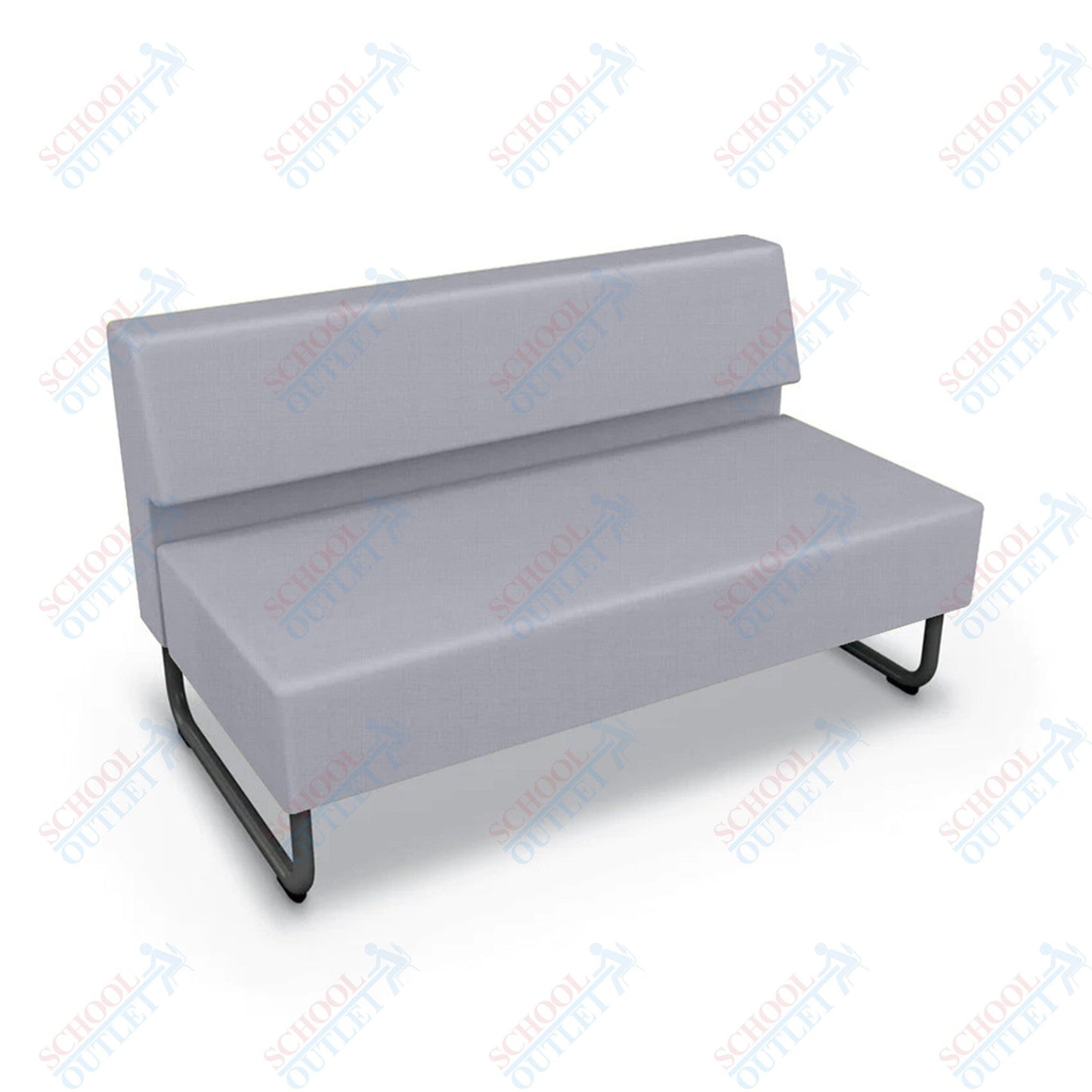 Mooreco Akt Soft Seating Lounge Loveseat - Armless - Grade 02 Fabric and Powder Coated Sled Legs - SchoolOutlet