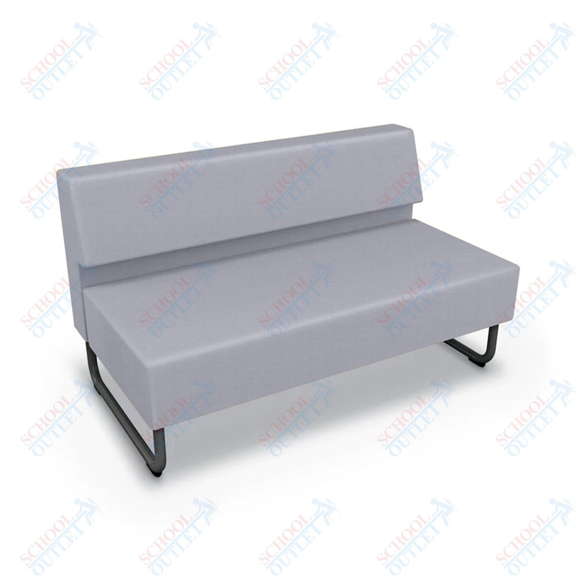 Mooreco Akt Soft Seating Lounge Loveseat - Armless - Grade 02 Fabric and Powder Coated Sled Legs - SchoolOutlet