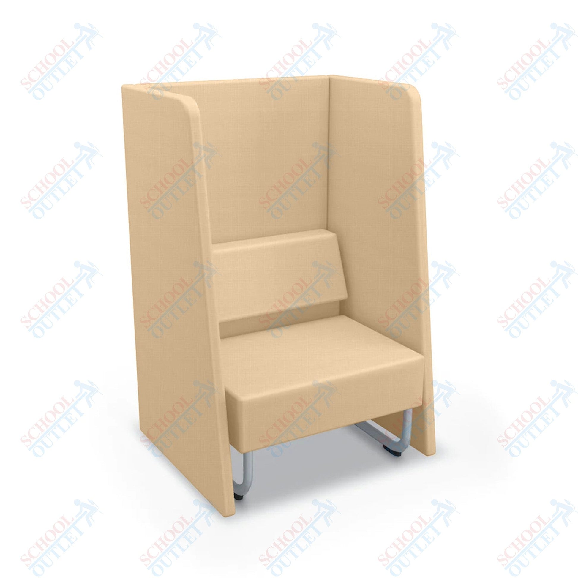 Mooreco Akt Soft Seating Lounge High Back Chair - Grade 02 Fabric and Powder Coated Sled Legs - SchoolOutlet