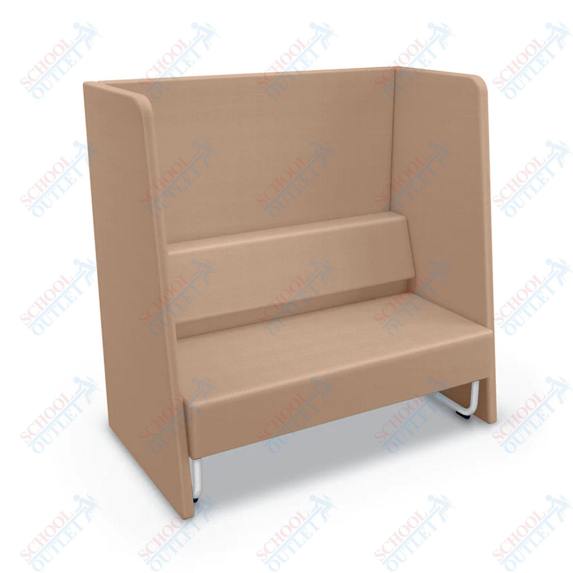 Mooreco Akt Soft Seating Lounge High Back Loveseat - Grade 02 Fabric and Powder Coated Sled Legs - SchoolOutlet