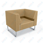 Mooreco Akt Soft Seating Lounge Chair - Both Arms - Grade 02 Fabric and Powder Coated Sled Legs - SchoolOutlet