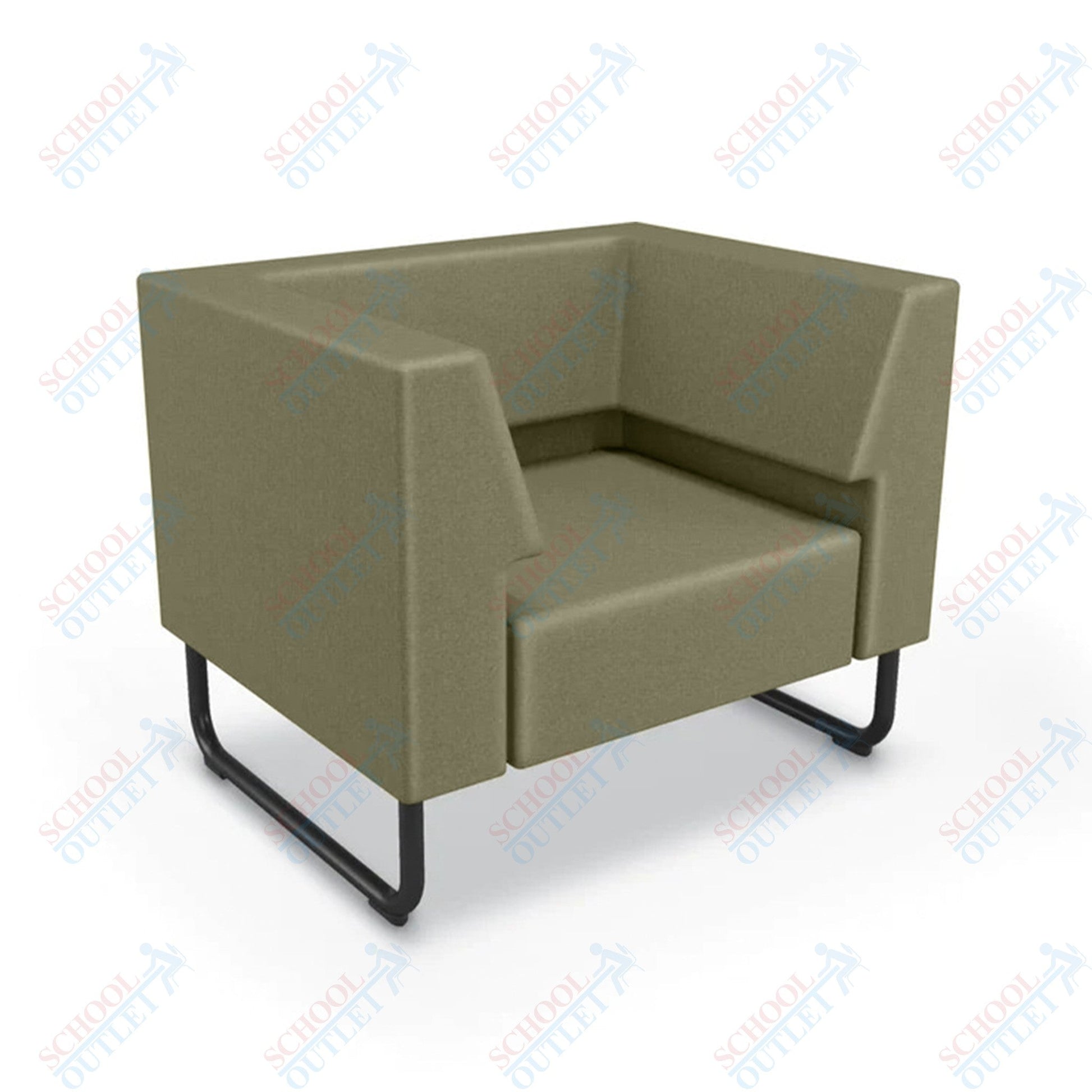 Mooreco Akt Soft Seating Lounge Chair - Both Arms - Grade 02 Fabric and Powder Coated Sled Legs - SchoolOutlet