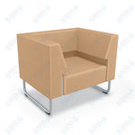Mooreco Akt Soft Seating Lounge Chair - Both Arms - Grade 02 Fabric and Powder Coated Sled Legs - SchoolOutlet