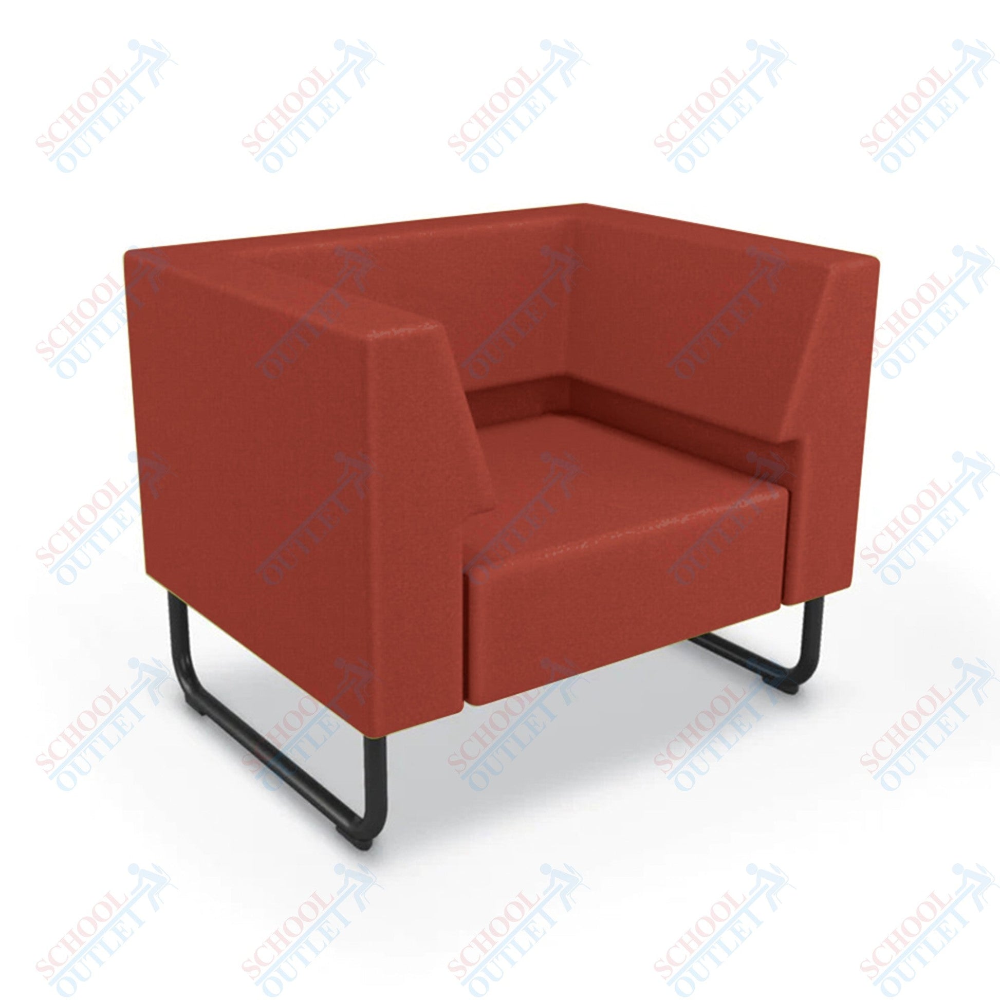Mooreco Akt Soft Seating Lounge Chair - Both Arms - Grade 02 Fabric and Powder Coated Sled Legs - SchoolOutlet