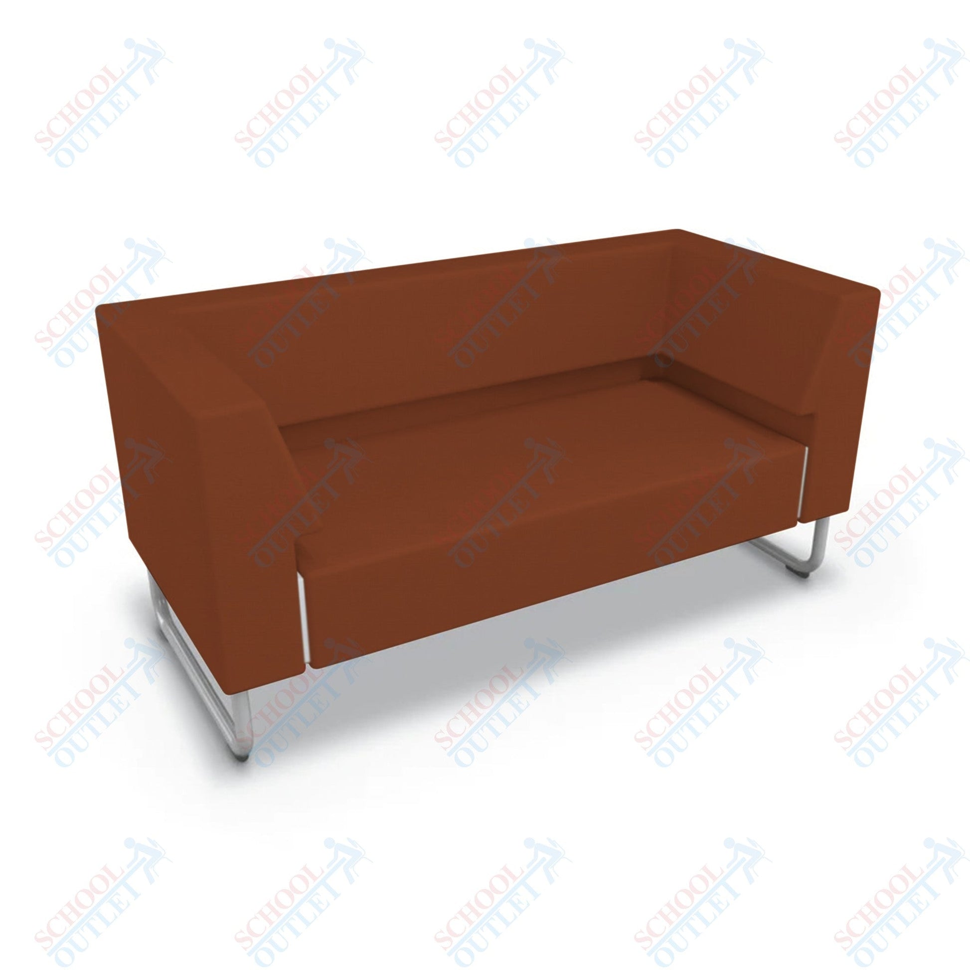 Mooreco Akt Soft Seating Lounge Loveseat - Both Arms - Grade 02 Fabric and Powder Coated Sled Legs - SchoolOutlet