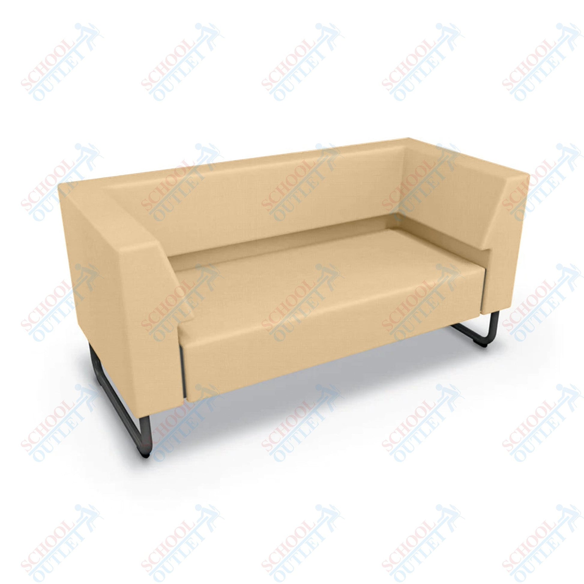 Mooreco Akt Soft Seating Lounge Loveseat - Both Arms - Grade 02 Fabric and Powder Coated Sled Legs - SchoolOutlet