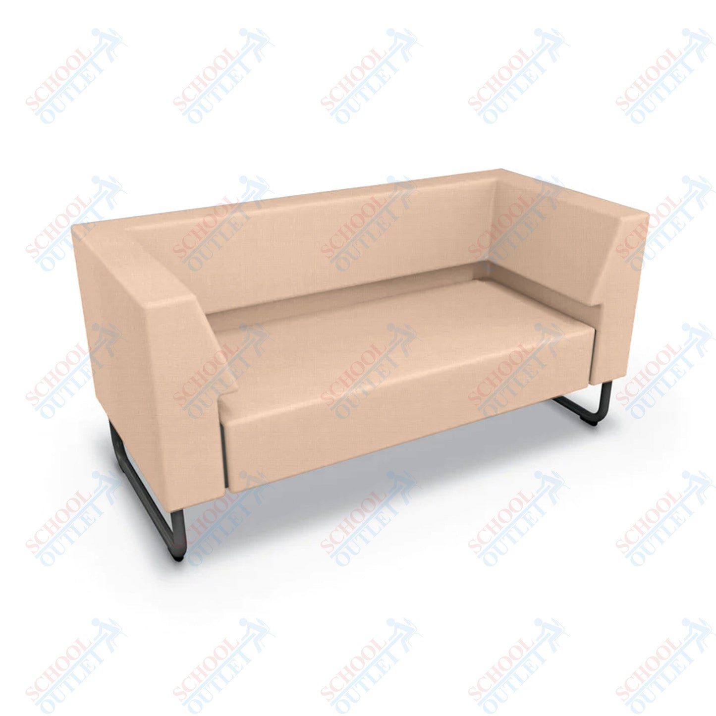 Mooreco Akt Soft Seating Lounge Loveseat - Both Arms - Grade 02 Fabric and Powder Coated Sled Legs - SchoolOutlet