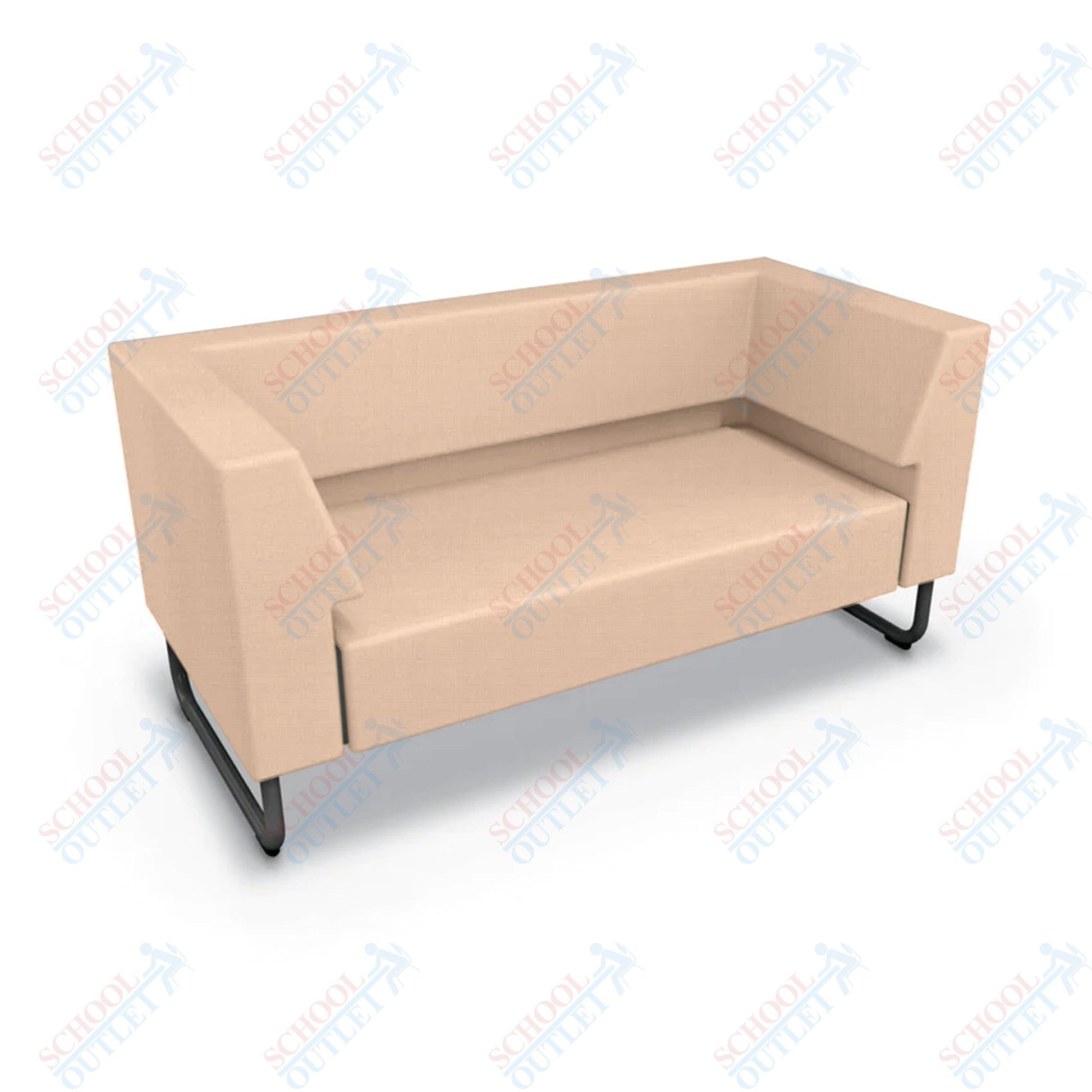 Mooreco Akt Soft Seating Lounge Loveseat - Both Arms - Grade 02 Fabric and Powder Coated Sled Legs - SchoolOutlet