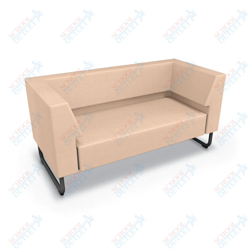 Mooreco Akt Soft Seating Lounge Loveseat - Both Arms - Grade 02 Fabric and Powder Coated Sled Legs - SchoolOutlet