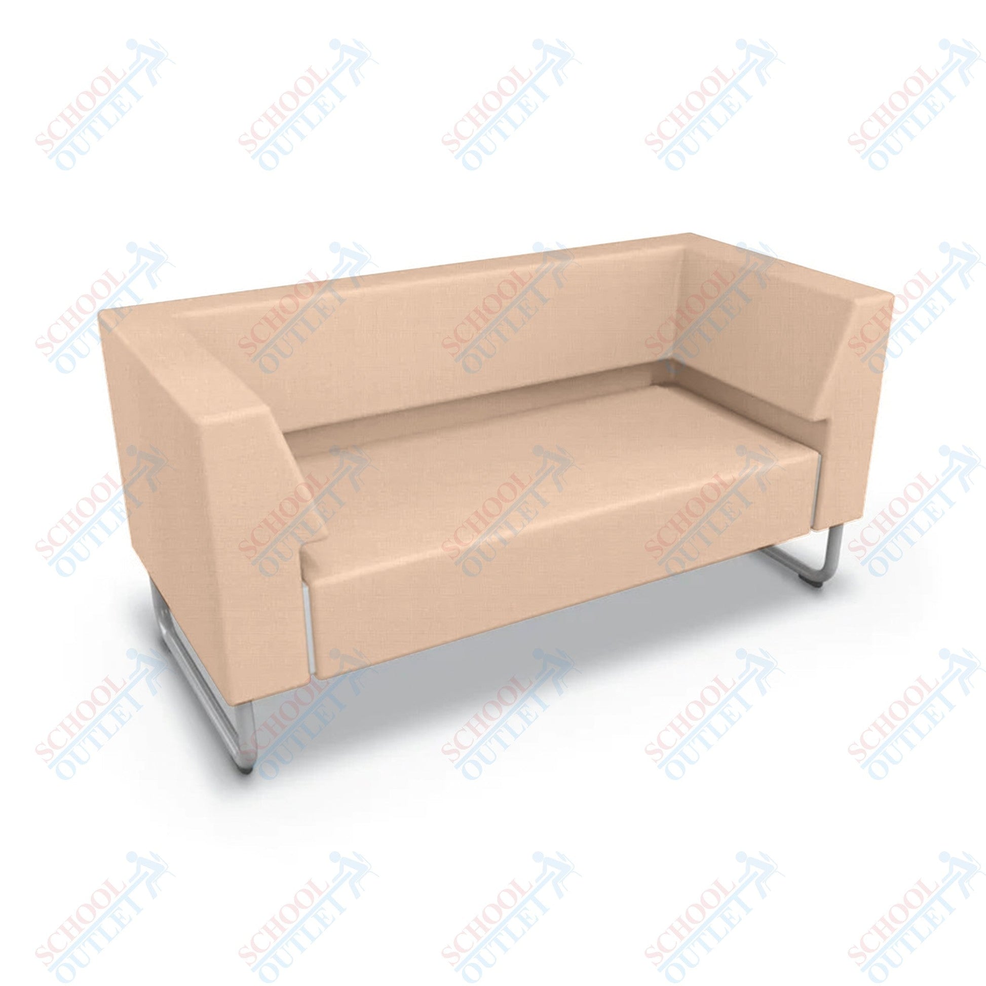 Mooreco Akt Soft Seating Lounge Loveseat - Both Arms - Grade 02 Fabric and Powder Coated Sled Legs - SchoolOutlet