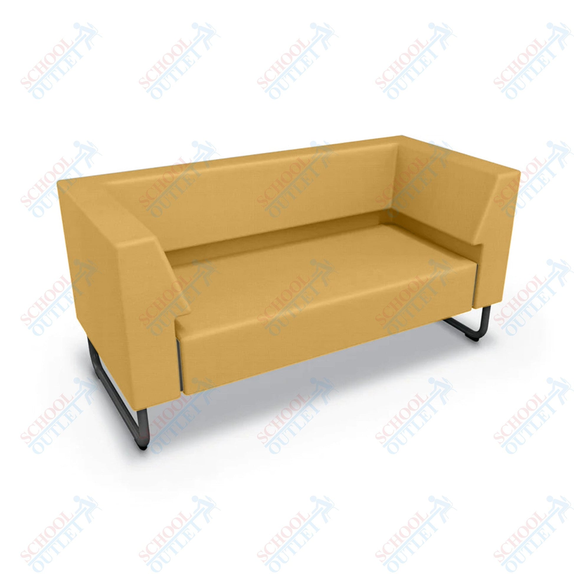 Mooreco Akt Soft Seating Lounge Loveseat - Both Arms - Grade 02 Fabric and Powder Coated Sled Legs - SchoolOutlet