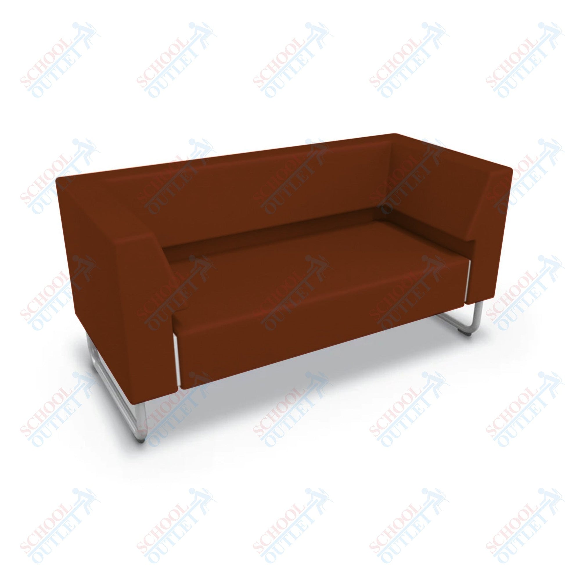 Mooreco Akt Soft Seating Lounge Loveseat - Both Arms - Grade 02 Fabric and Powder Coated Sled Legs - SchoolOutlet