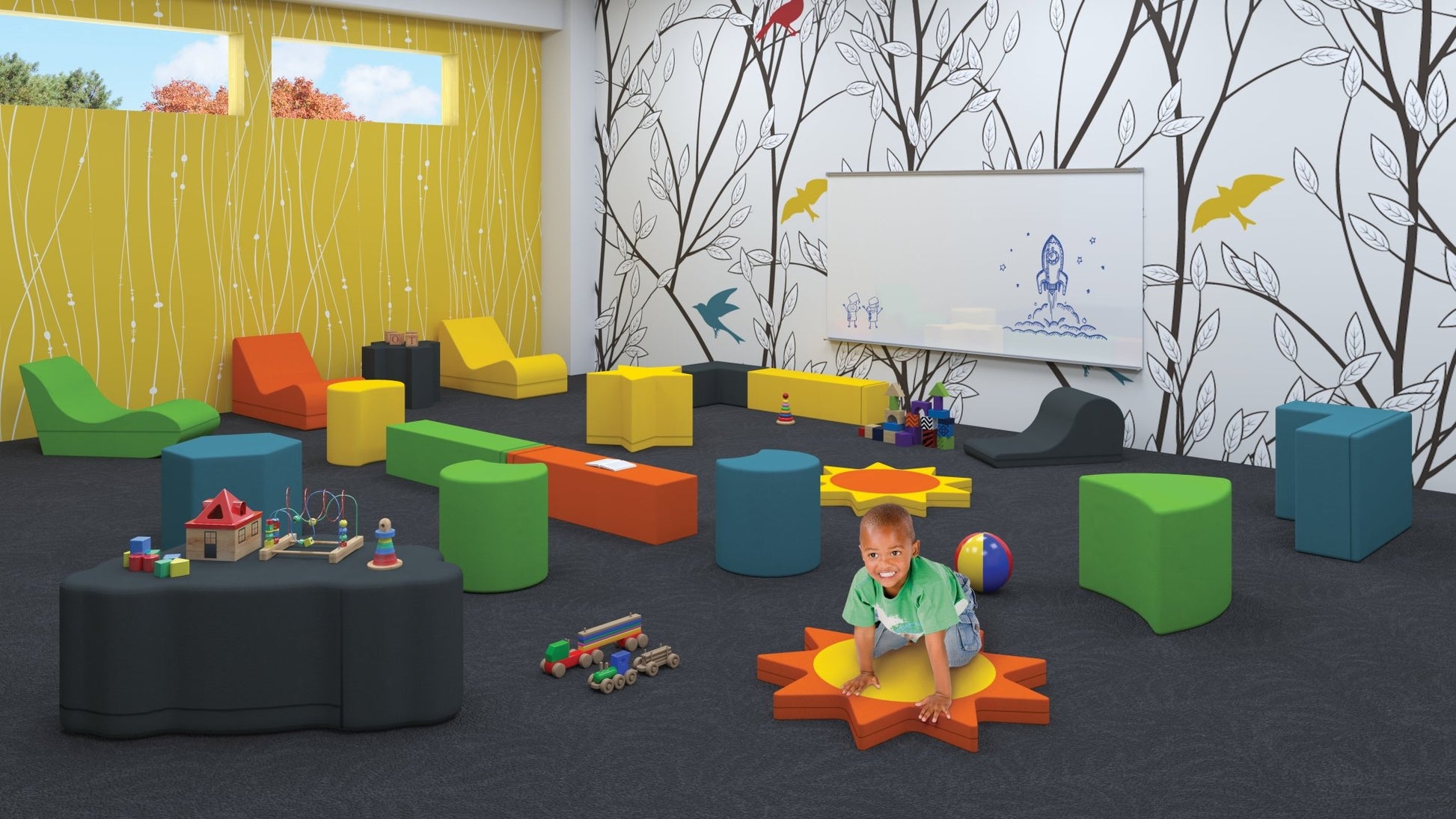 Respite All Foam Soft Seating, Chill Shaped Ottoman by MooreCo - SchoolOutlet