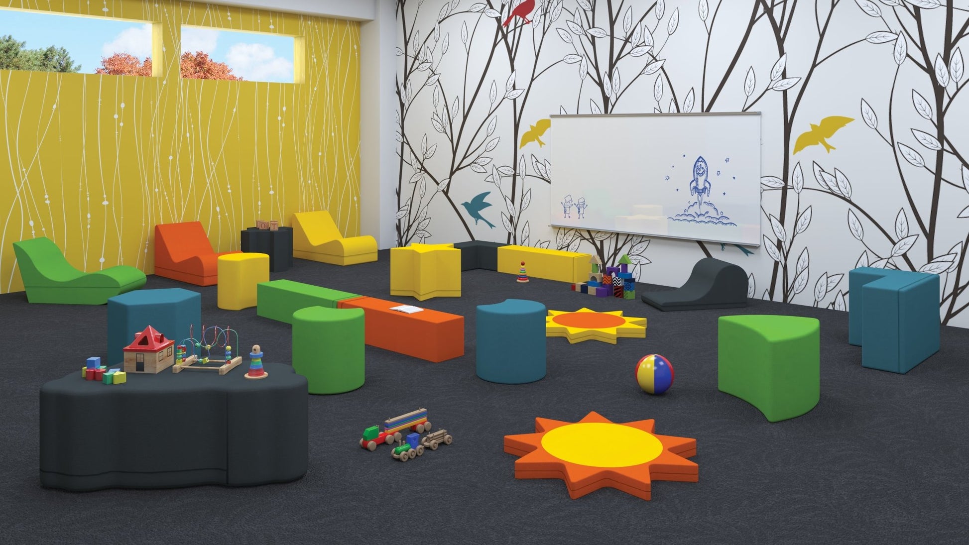 Respite All Foam Soft Seating, Chill Shaped Ottoman by MooreCo - SchoolOutlet