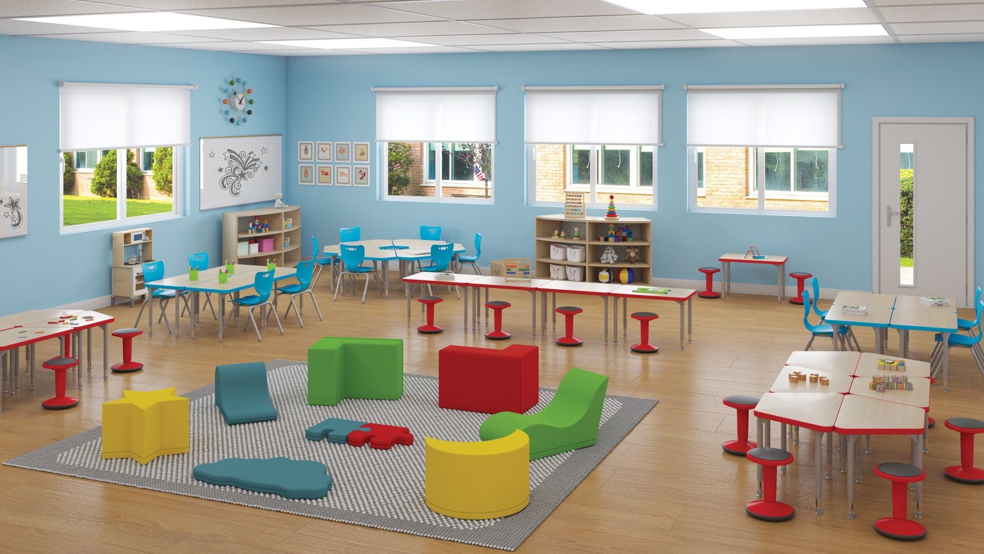Respite All Foam Soft Seating, Chill Shaped Ottoman by MooreCo - SchoolOutlet