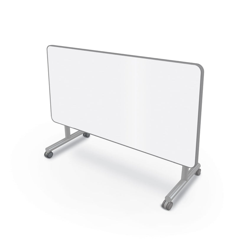 Mooreco Inklud Table Porcelain Steel Top - T - Leg Flip Top 29" H × 60" W × 30" D (IN1T1F0ADJ - PORC - CHAR) - SchoolOutlet