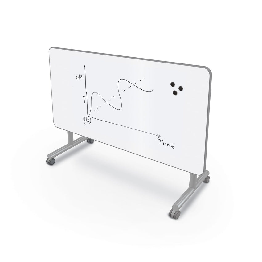 Mooreco Inklud Table Porcelain Steel Top - T - Leg Flip Top 29" H × 60" W × 30" D (IN1T1F0ADJ - PORC - CHAR) - SchoolOutlet