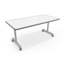 Mooreco Inklud Table Porcelain Steel Top - T-Leg Fixed Height 29" H × 60" W × 30" D (IN1T1S0ADJ-PORC-CHAR)