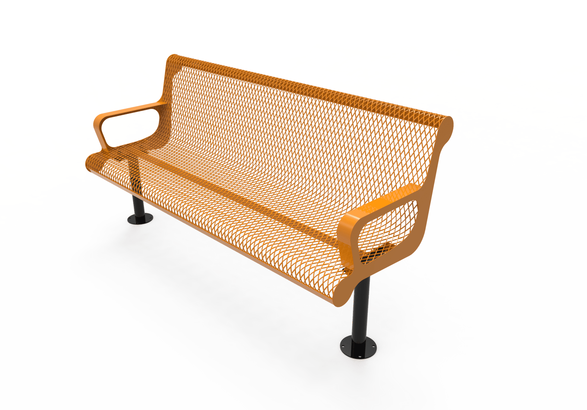 MyTcoat - Contoured Outdoor Bench with Arm - Surface Mount 4' L (MYT-BCA04-44) - SchoolOutlet