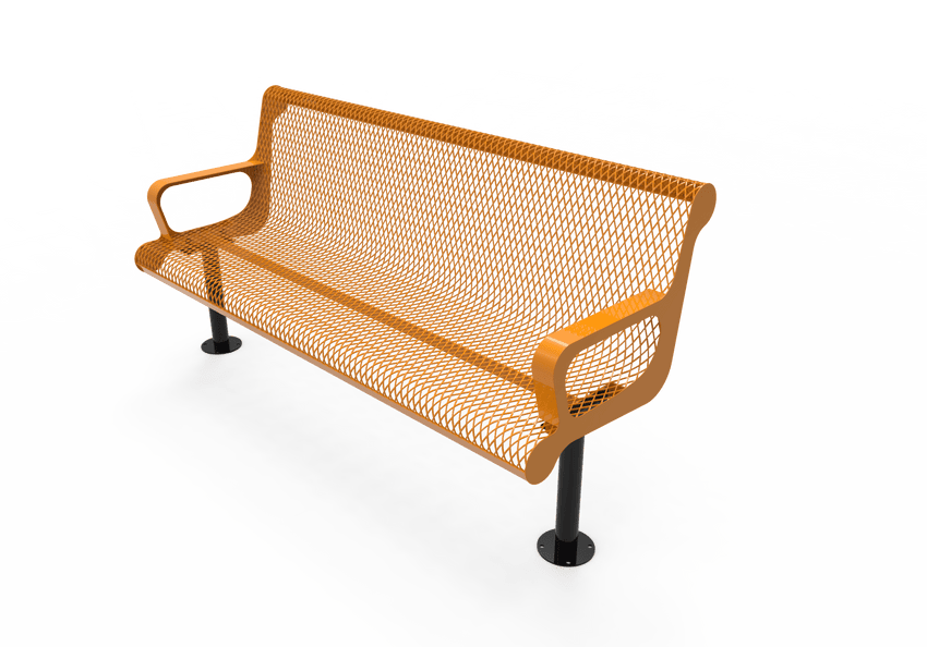 MyTcoat - Contoured Outdoor Bench with Arm - Surface Mount 4' L (MYT-BCA04-44) - SchoolOutlet