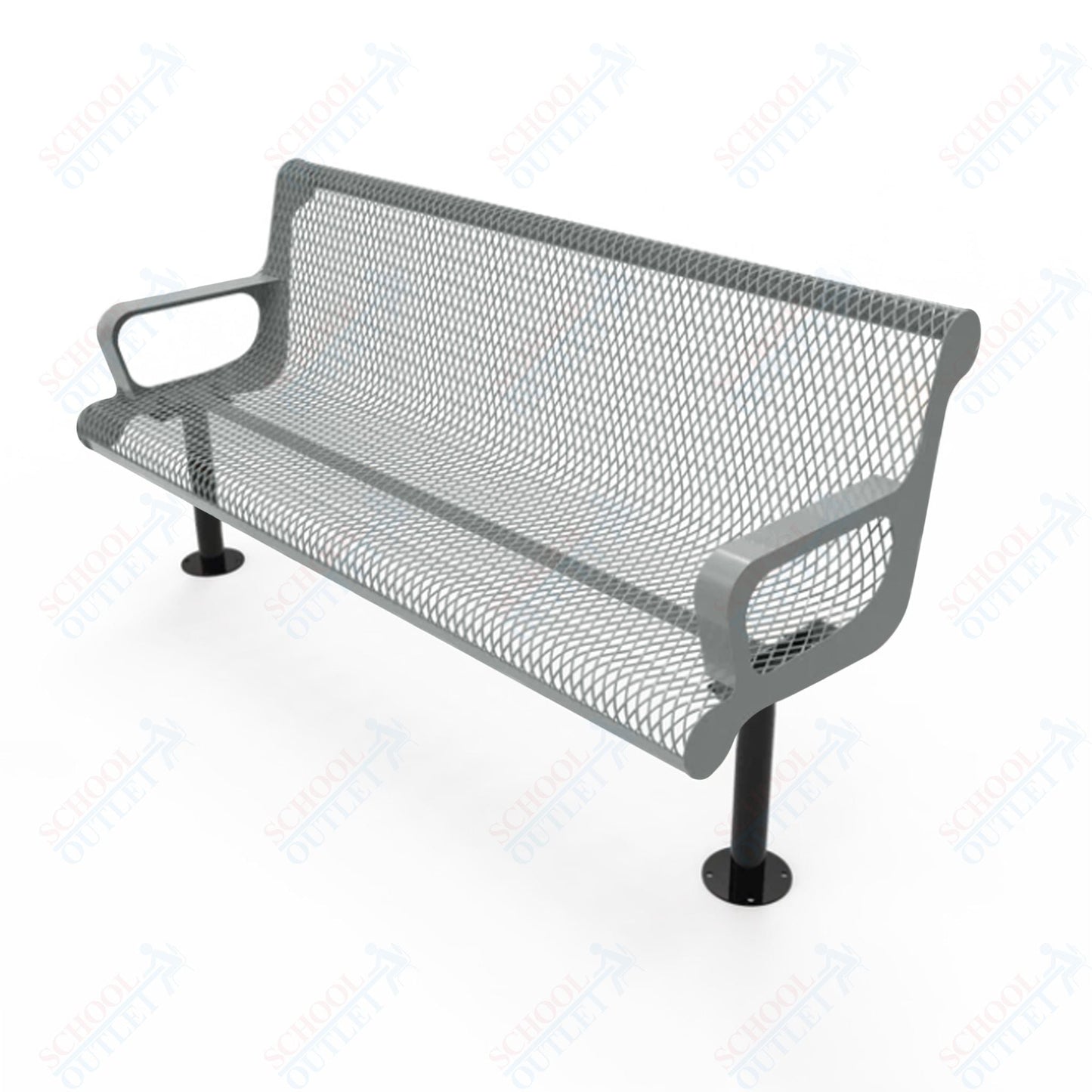 MyTcoat - Contoured Outdoor Bench with Arm - Surface Mount 4' L (MYT - BCA04 - 44) - SchoolOutlet