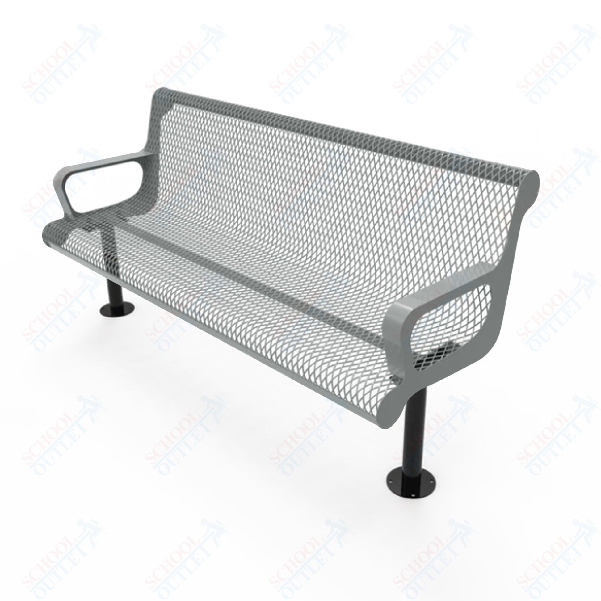 MyTcoat - Contoured Outdoor Bench with Arm - Surface Mount 4' L (MYT - BCA04 - 44) - SchoolOutlet