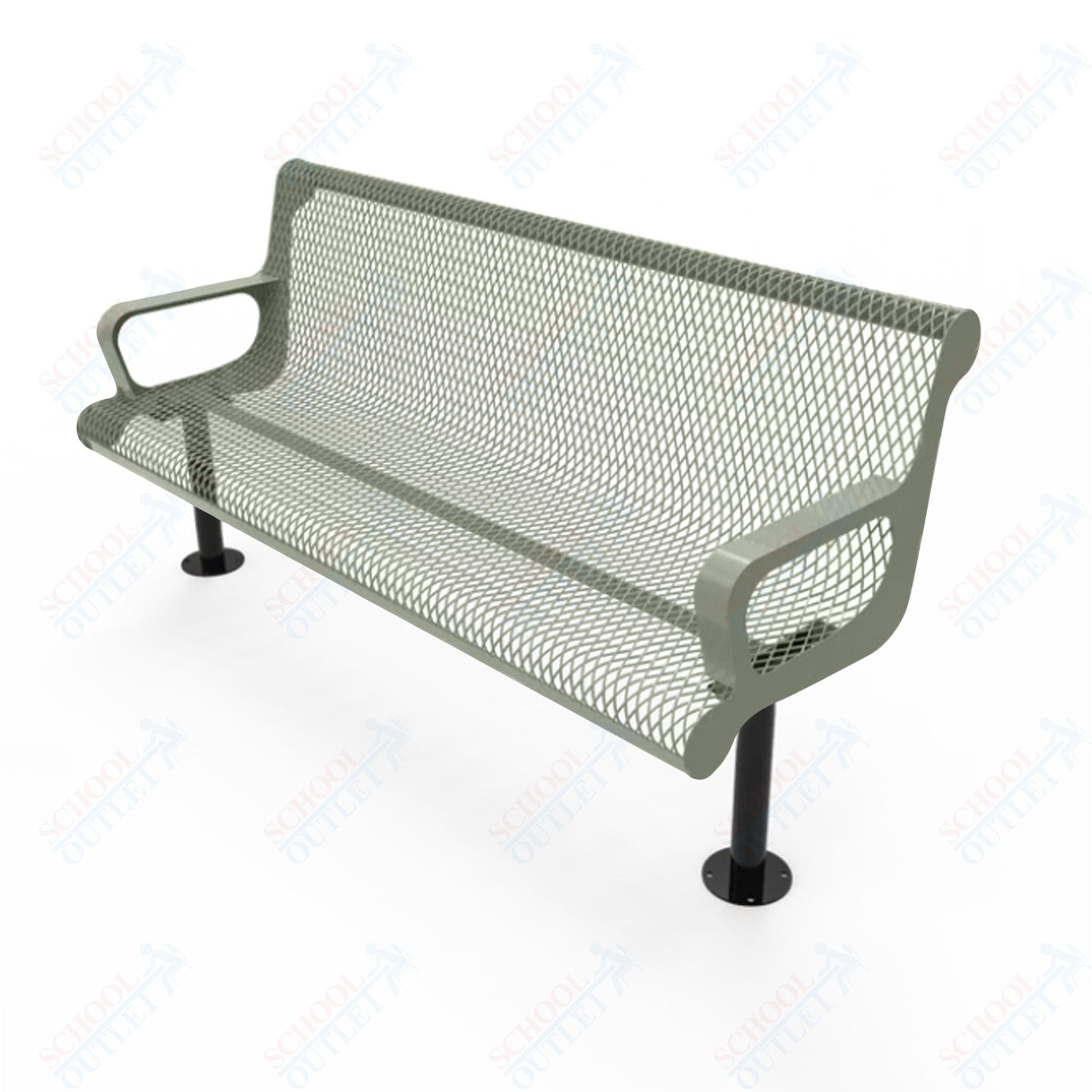 MyTcoat - Contoured Outdoor Bench with Arm - Surface Mount 4' L (MYT - BCA04 - 44) - SchoolOutlet