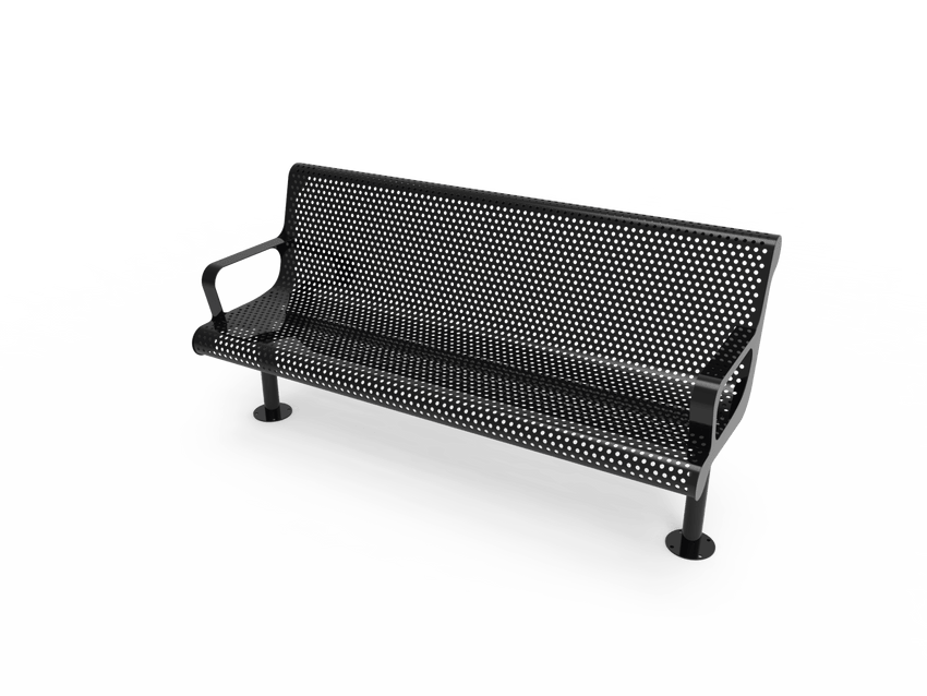 MyTcoat - Contoured Outdoor Bench with Arm - Surface Mount 4' L (MYT-BCA04-44) - SchoolOutlet