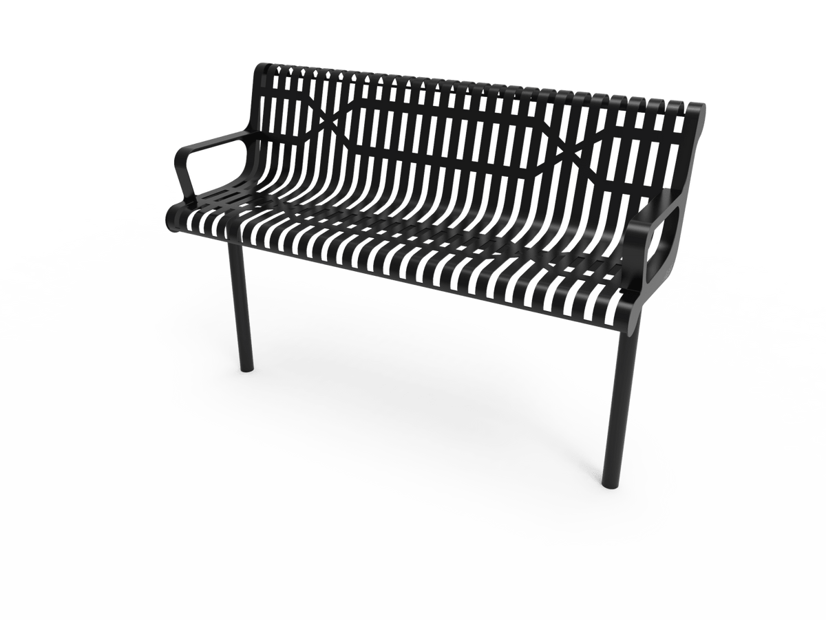 MyTcoat - Contoured Outdoor Bench with Arm - Inground Mount 4' L (MYT-BCA04-43) - SchoolOutlet